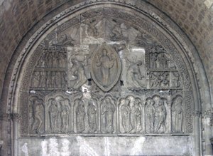 Christ avec deux anges et scènes de la vie de Saint Étienne, de la porte nord - French School
