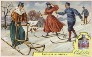 Carte Cibils représentant le ski et la luge - French School