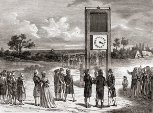 Claude Chappe démontrant son premier système télégraphique aérien en 1791, de 
