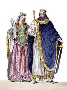Clovis Ier et Clotilde dans "Rois et Reines de France", sd. 19ème siècle