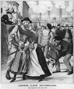 Mineurs de charbon retournant au travail, illustration du Petit Journal, début du 20e siècle