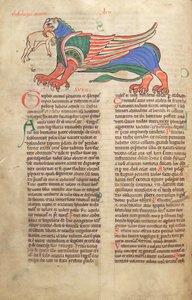 Un griffon dévorant un homme, du Liber Floridus par Lambert de Saint-Omer vers 1120