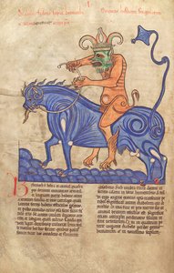 Satan chevauchant un Béhémoth, du Liber Floridus par Lambert de Saint-Omer vers 1120