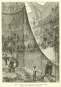 Confection du filet du ballon captif à vapeur de M Henri Giffard, Corderie centrale de MM Fretet et Cie, à Vincennes - French School