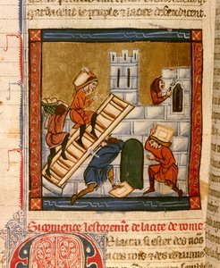 Construction de Rome. Miniature du manuscrit « Histoire ancienne à la Cesar », vers 1260-1270