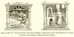 Battage du maïs et fabrication du pain - French School