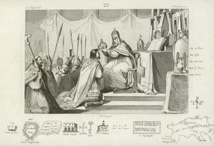 Couronnement de Charlemagne comme empereur romain germanique, Rome, 800 - French School