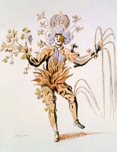 Conception de costume pour les quatre éléments dans un ballet de cour du XVIIe siècle, fac-similé réalisé par Guillaumot fils (gravure à la main) - French School