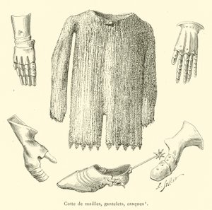 Cotte de mailles, gantelets, casques - French School