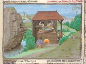 Saline avec poêle et fourneau, illustration de 