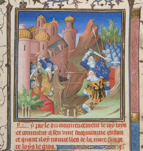 Bataille de Louis VII et de son père, de Grandes Chroniques de France
