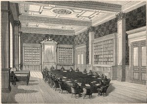 Cour des comptes - bibliothèque et salle du conseil - Gravure dans « Tableau-de-Paris » par Edmond Texier 1852