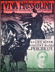 Couverture de la partition de Viva Mussolini par Vincent Scotto et Lucien Boyer, années 1920