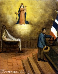 Berceau dans un bureau de vote - ex-voto, Musée de Jouques - French School