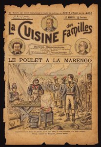 Création du poulet Marengo (gravure colorée)
