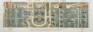 Coupe transversale du sous-sol du Crédit Lyonnais, 19 Boulevard des Italiens, vers 1878-1882 - French School