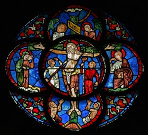 Crucifixion avec Marie et Jean, Adam et Ève