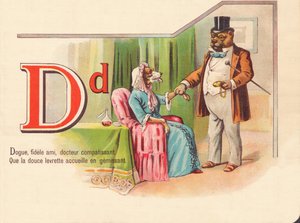 D : Danois, ami fidèle, médecin compatissant, que le doux style canin accueille en gémissant