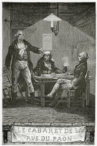 Danton, Marat, Robespierre - illustration de Quatre-Vingt-Treize, 19e siècle (gravure en noir et blanc)
