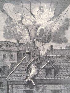 Mort de Madame Blanchard dans un accident aéronautique en 1819 - French School