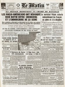 Débarquement de Normandie juin 1944 - Débarquement de Normandie 6 juin 1944 (Jour J) - Le matin, jeudi 7 juin 1944, les Anglo-Américains sont partis hier matin entre Cherbourg et l