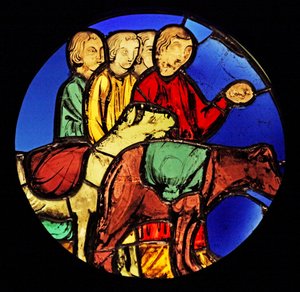 Jacob et ses fils voyagent en Égypte, ex Sainte-Chapelle - French School