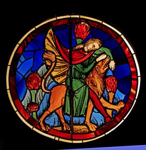Samson et le lion, ex Sainte-Chapelle, Baie K - French School