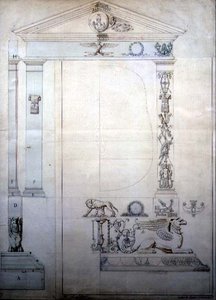 Conception pour un miroir cheval, c.1815