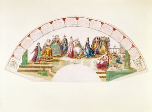 Design pour un éventail célébrant la danse et le carnaval des nations, 1733