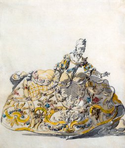 Conception pour une robe de dame, années 1780 - French School