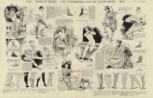 Dessus et dessous, Chaussures, bas et jarretières (gravure) - French School