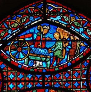 (détail) scènes de la vie de Saint Étienne : évêque et cercueil - French School