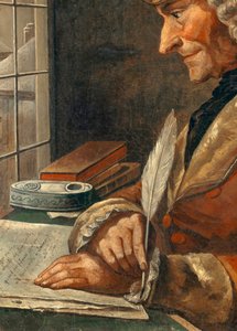 Portrait de François Marie Arouet Voltaire (1694-1778) dans son cabinet de travail (détail)