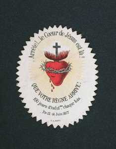 Image dévotionnelle du Cœur de Jésus offrant une indulgence de 100 jours