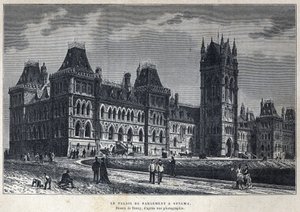 Découverte du Canada : Le Palais du Parlement à Ottawa. Dessin de Deroy d