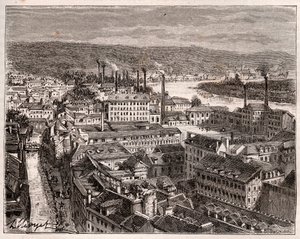 Elbeuf - Seine-Maritime - gravure dans « La France illustrée : géographie, histoire, administration statistique » par V.A. Malt-Brown. 1884 - French School