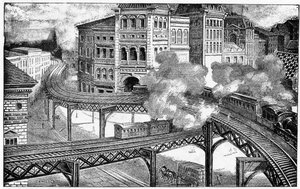 Chemins de fer surélevés de New York, 1893 - French School