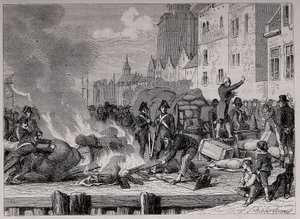 Marchandises anglaises vendues ou brûlées à cause du blocus continental imposé à la Grande-Bretagne par Napoléon - French School
