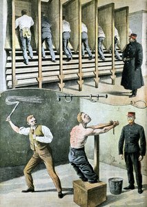 La vie carcérale anglaise : moulin à bras pour travaux forcés, et punition avec le chat à neuf queues - French School