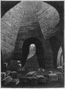 Entrée dans les caves de la maison de Champagne Théophile Roederer fondée à Reims en 1864. - French School