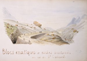 Blocs erratiques et rochers au col du Saint-Gothard dans les Alpes suisses