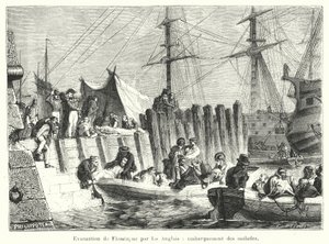 Évacuation de Flessingue par les Anglais, embarquement des malades