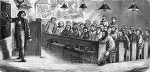 Cours du soir dans une école publique pour adultes à Paris en 1858 - French School