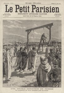 Exécution par pendaison de deux assassins près de Tunis, Tunisie - French School