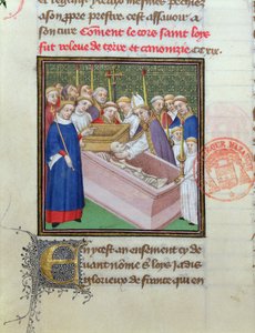 Exhumation et canonisation de Saint Louis (1215-70) en 1297, des Grandes Chroniques de France - French School