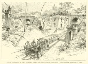 Experience du Cable Locomoteur Agudio, Faite sur le Chemin de Fer de Turin a Genes, Montee et Descente de la Rampe - French School