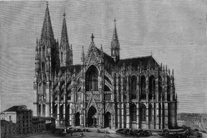 Vue extérieure de la cathédrale de Cologne, Allemagne - French School