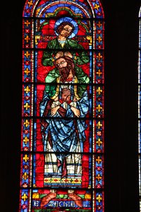 Ézéchiel avec Saint Jean sur ses épaules - French School
