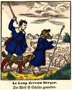 Fables de La Fontaine : le loup devenu berger. Image d