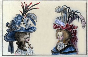 Mode du XVIIIe siècle : coiffures et chapeaux des femmes françaises vers 1787.